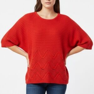 Red Sweater wave short sleeves LARGE Dolman Worthington sleeve knit